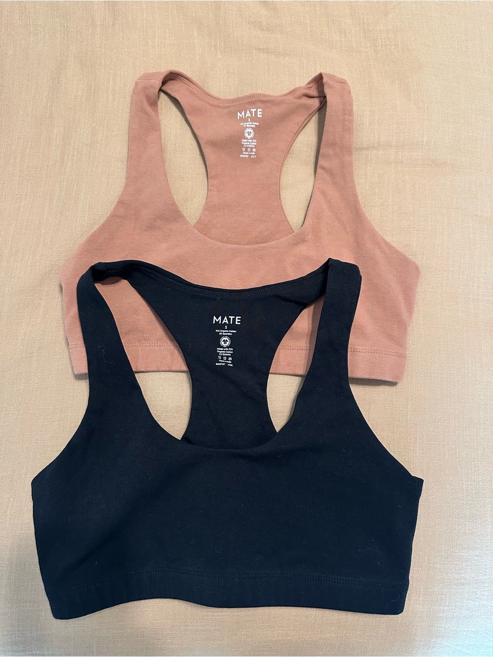 MATE the Label Racerback Sports Bras — Dusty Rose & Black 2 pack